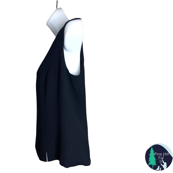 Vintage Talbots Sleeveless Suit Top Blouse Womens 10 Navy Blue Button Back Lined - Picture 4 of 9